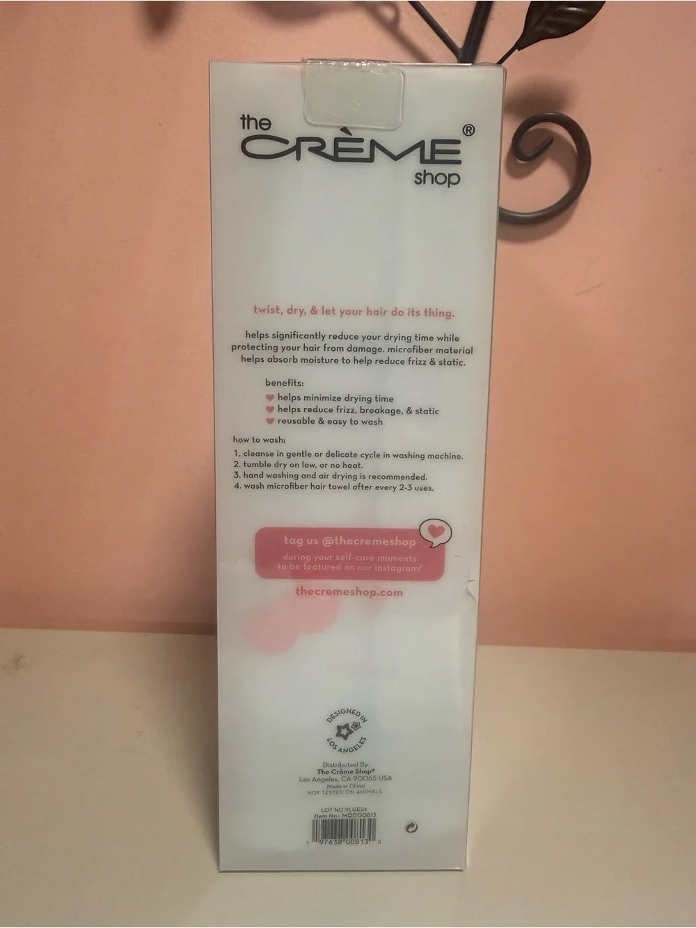 The Crème Shop Quick Dry Microfiber Hair Towel Wrap - White with Cherry Print